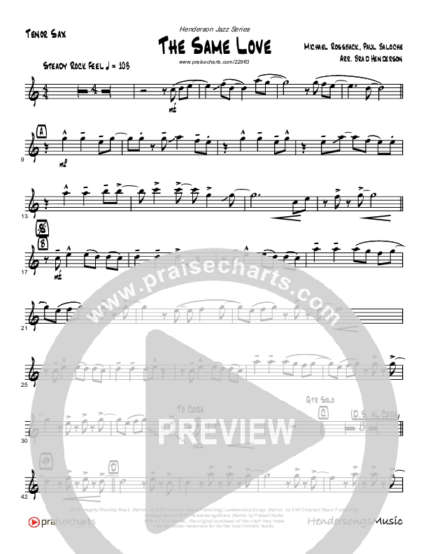 The Same Love Tenor Sax 2 (Brad Henderson)