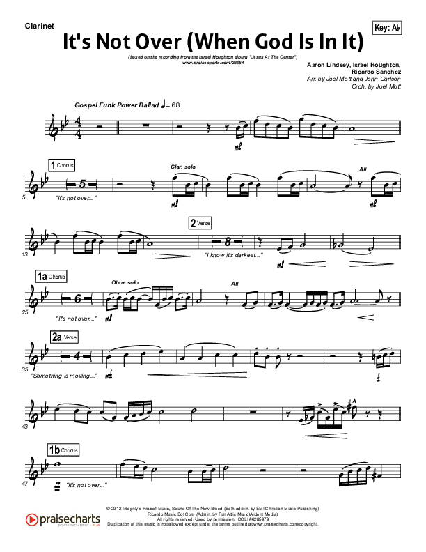 It's Not Over Clarinet (Israel Houghton)
