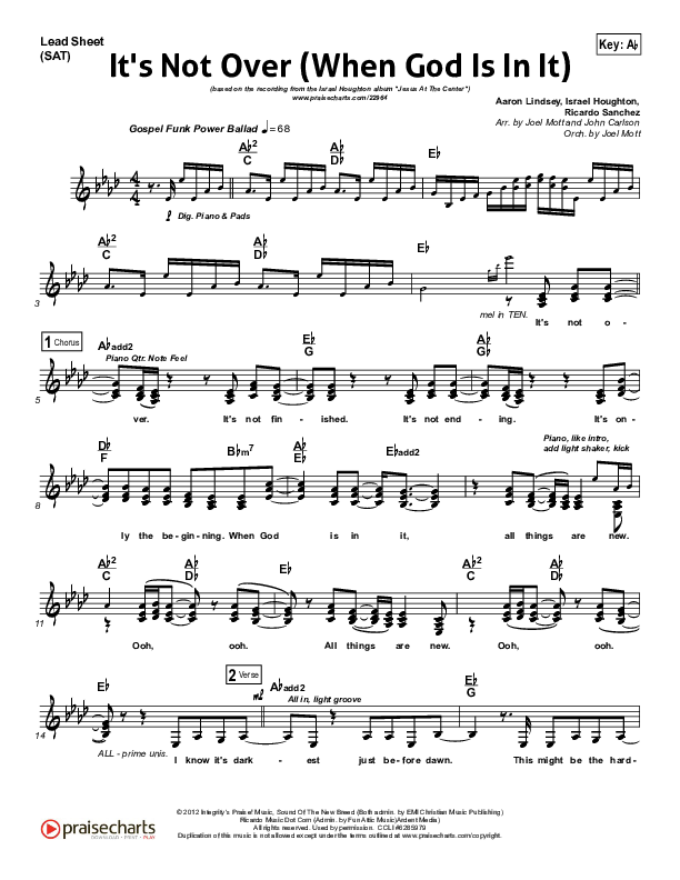 It's Not Over Lead Sheet (SAT) (Israel Houghton)