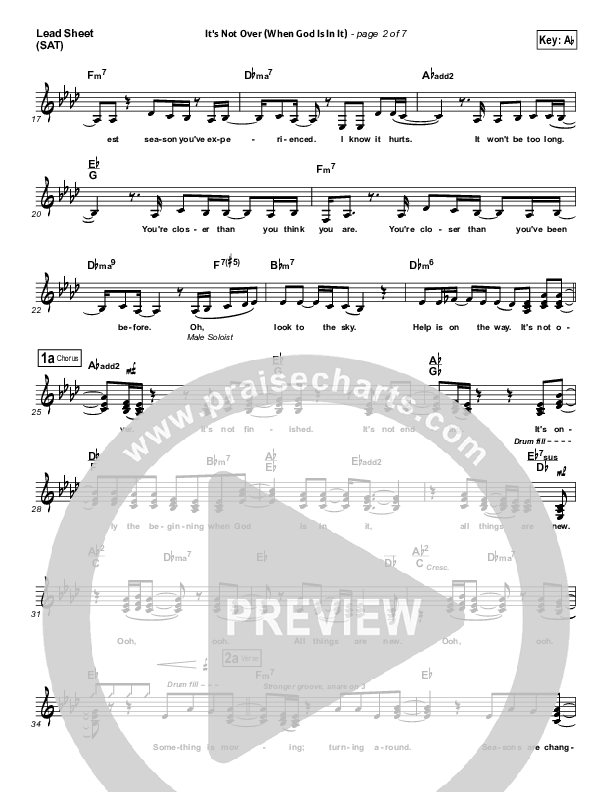 It's Not Over Lead Sheet (SAT) (Israel Houghton)