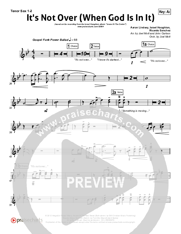 It's Not Over Tenor Sax 1/2 (Israel Houghton)