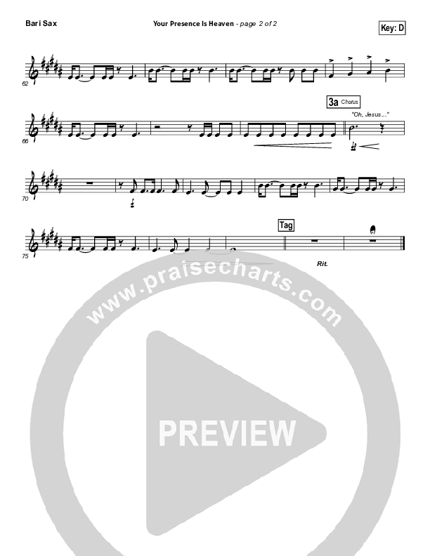 Your Presence Is Heaven To Me Bari Sax (Israel Houghton)