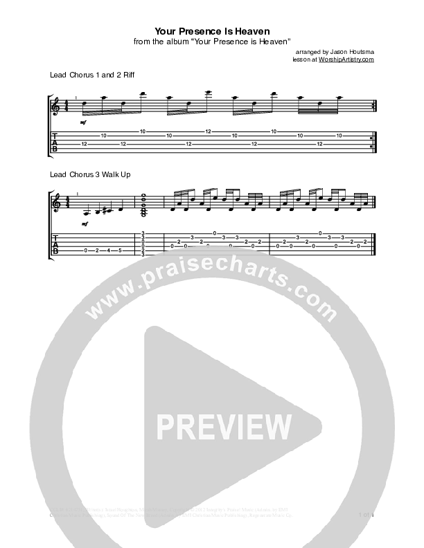 Your Presence Is Heaven To Me Guitar Tab (Israel Houghton)