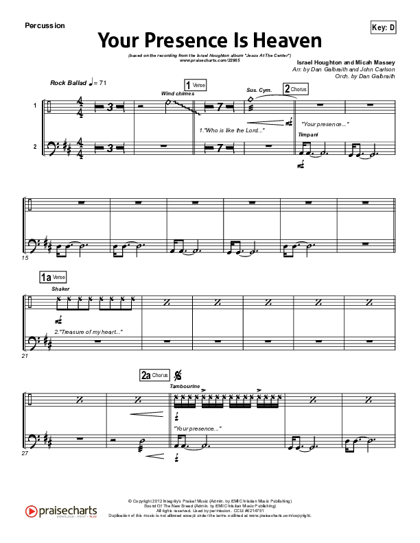 Your Presence Is Heaven To Me Percussion (Israel Houghton)