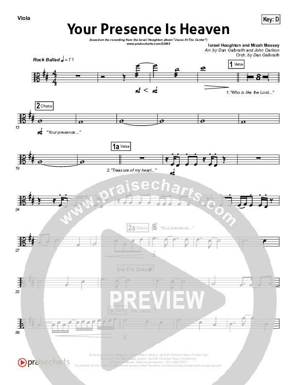 Your Presence Is Heaven To Me Viola (Israel Houghton)