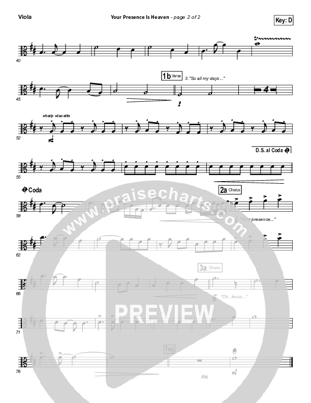 Your Presence Is Heaven To Me Viola (Israel Houghton)