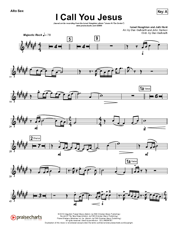 I Call You Jesus Alto Sax (Israel Houghton)