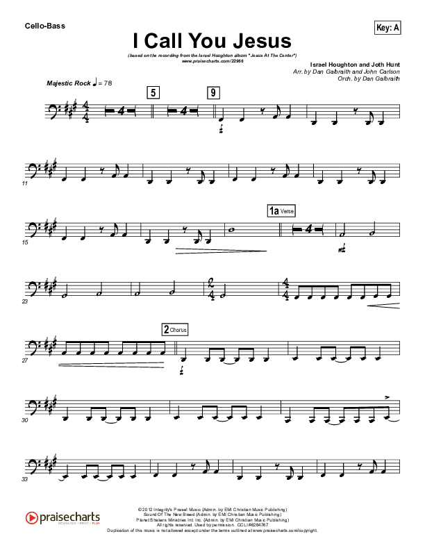 I Call You Jesus Cello/Bass (Israel Houghton)