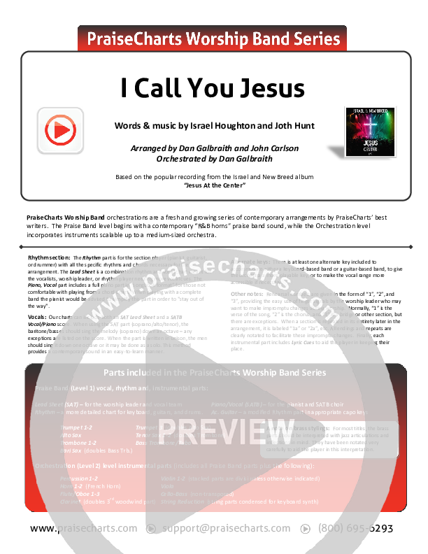 I Call You Jesus Cover Sheet (Israel Houghton)