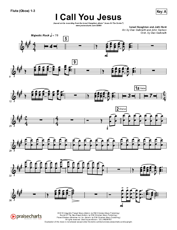 I Call You Jesus Flute/Oboe 1/2/3 (Israel Houghton)