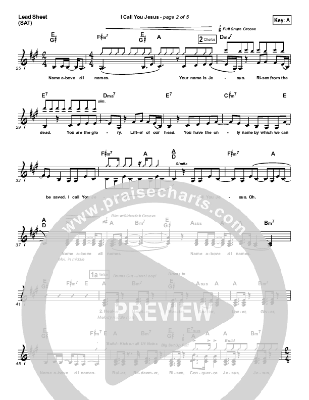 I Call You Jesus Lead Sheet (Israel Houghton)