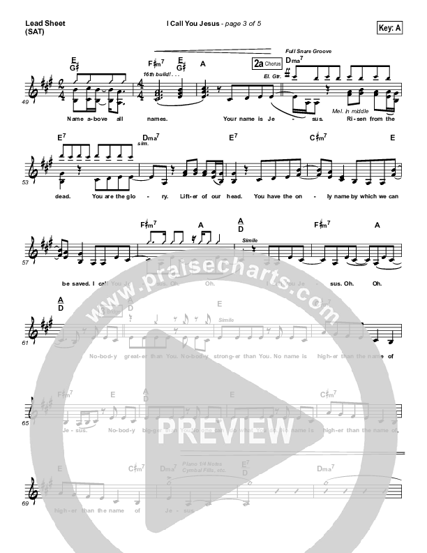 I Call You Jesus Lead Sheet (SAT) (Israel Houghton)