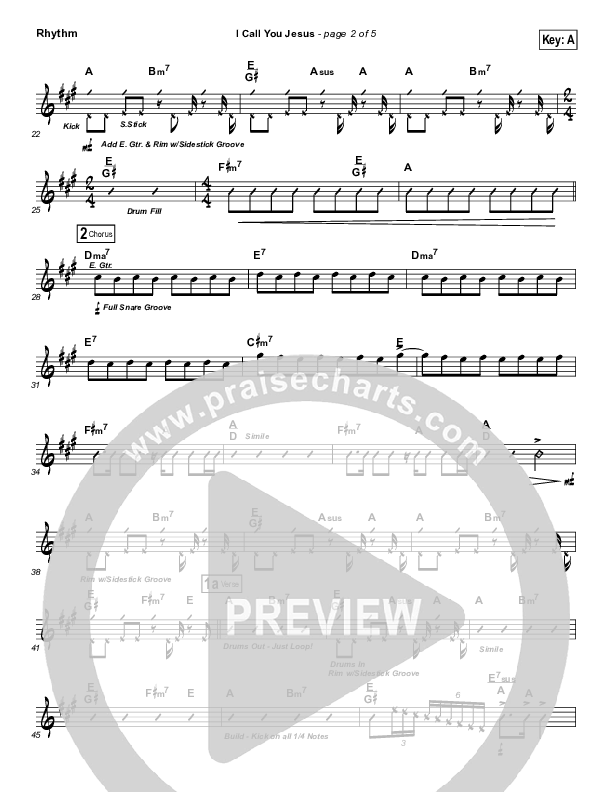 I Call You Jesus Rhythm Chart (Israel Houghton)