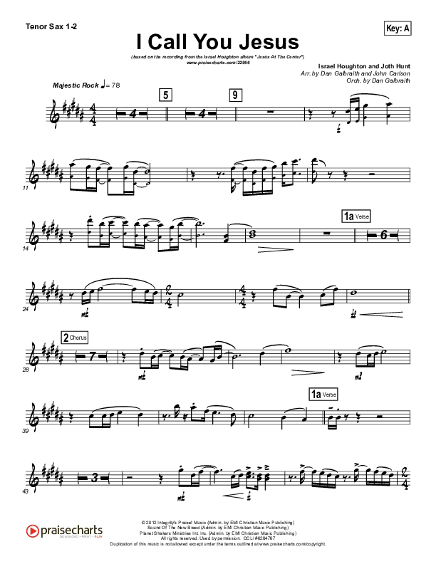 I Call You Jesus Tenor Sax 1/2 (Israel Houghton)
