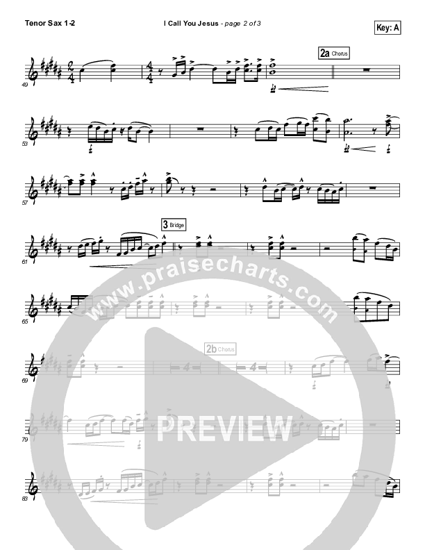 I Call You Jesus Tenor Sax 1/2 (Israel Houghton)