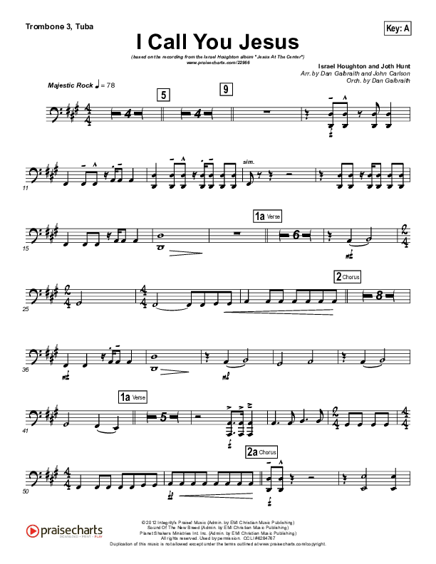 I Call You Jesus Trombone 3/Tuba (Israel Houghton)
