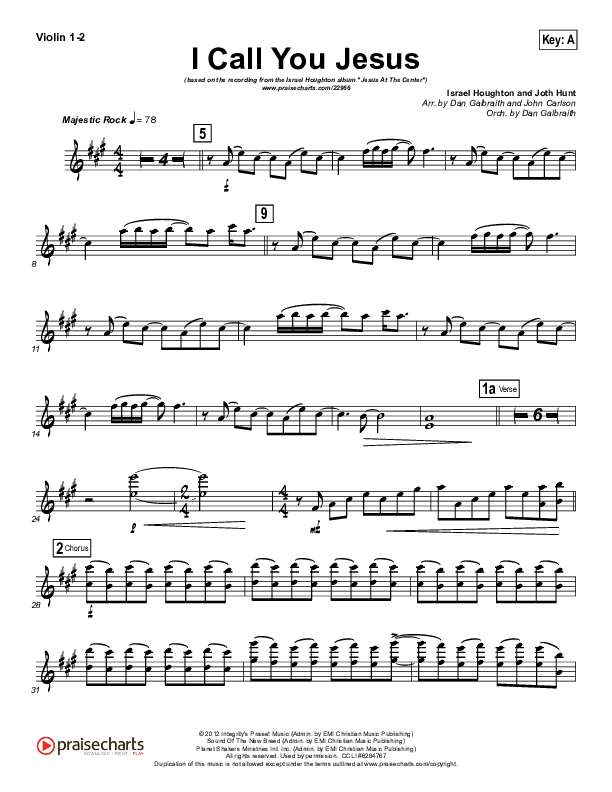 I Call You Jesus Violin 1/2 (Israel Houghton)