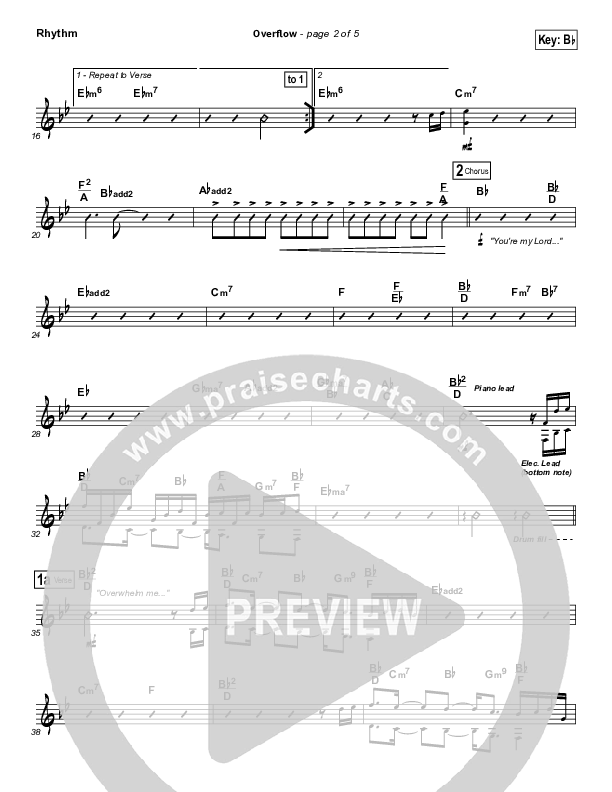 Overflow Rhythm Chart (Israel Houghton)