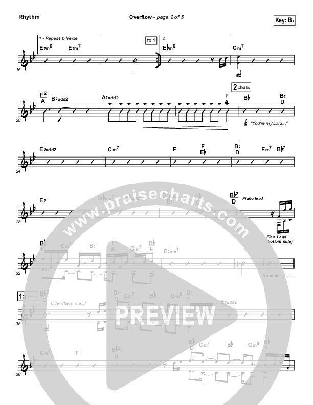 Overflow Rhythm Chart (Israel Houghton)