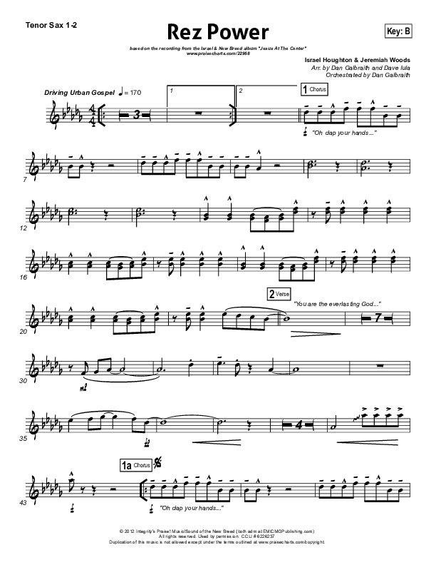 Rez Power Tenor Sax 1/2 (Israel Houghton)