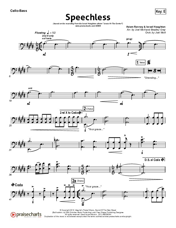 Speechless Cello/Bass (Israel Houghton)