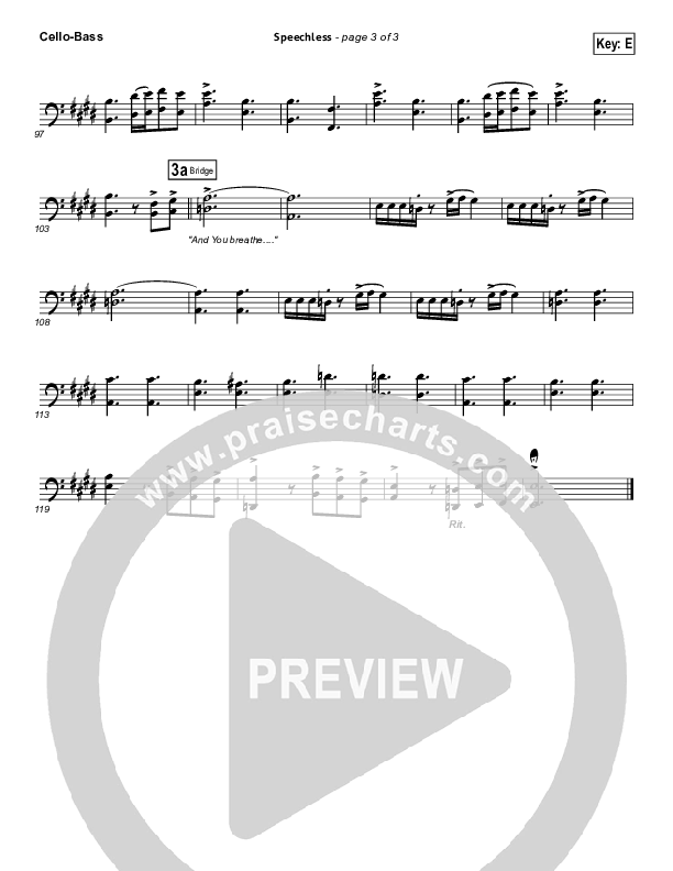 Speechless Cello/Bass (Israel Houghton)