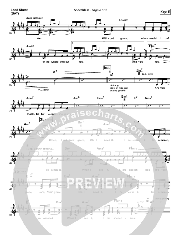 Speechless Lead Sheet (SAT) (Israel Houghton)