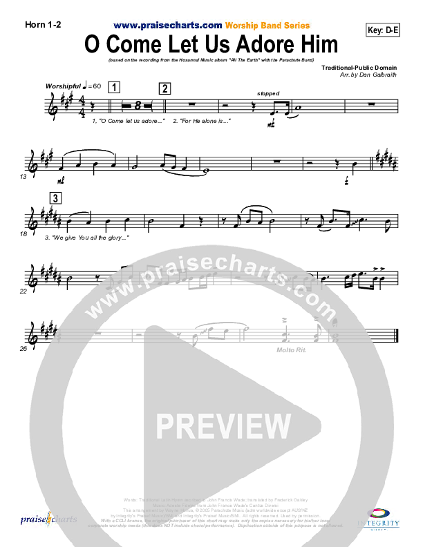 O Come Let Us Adore Him French Horn 1/2 (Parachute Band)