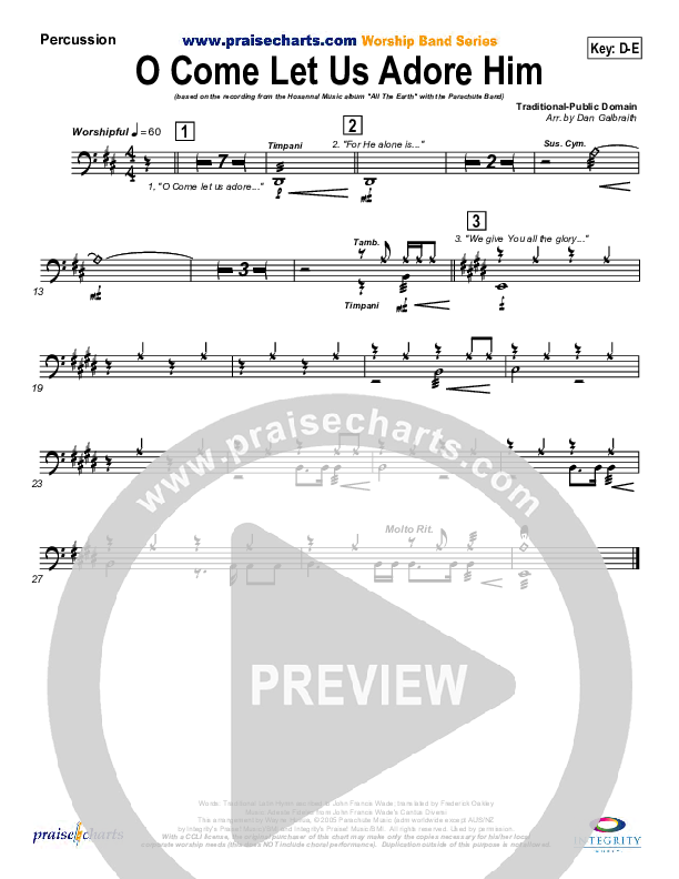 O Come Let Us Adore Him Percussion (Parachute Band)