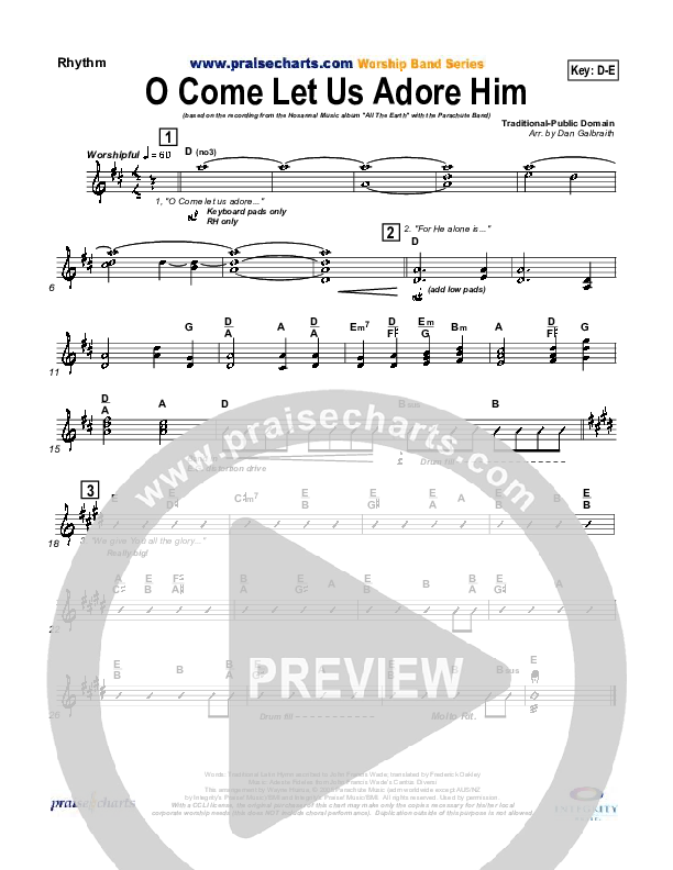 O Come Let Us Adore Him Rhythm Chart (Parachute Band)