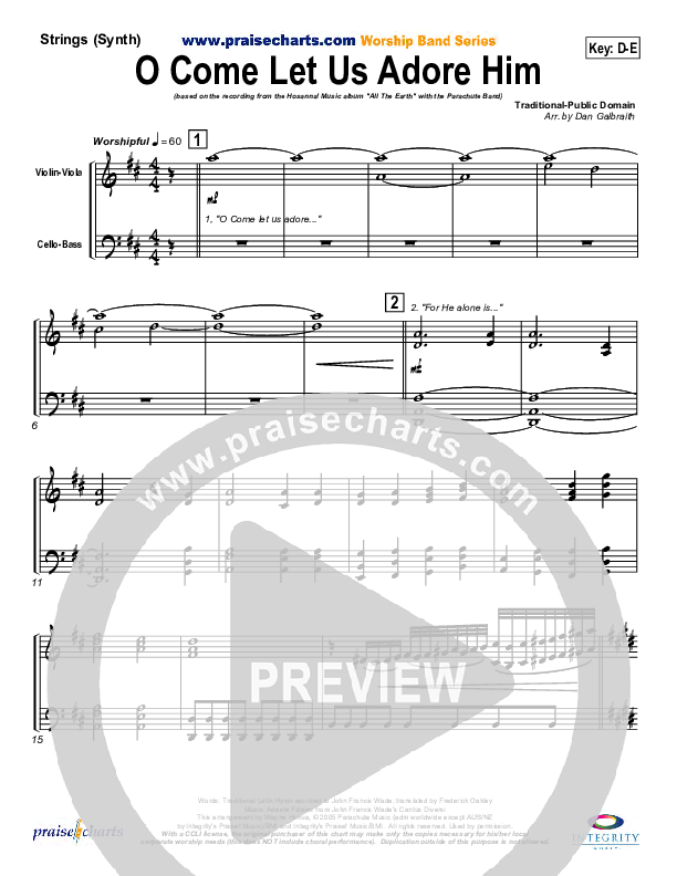 O Come Let Us Adore Him Synth Strings (Parachute Band)