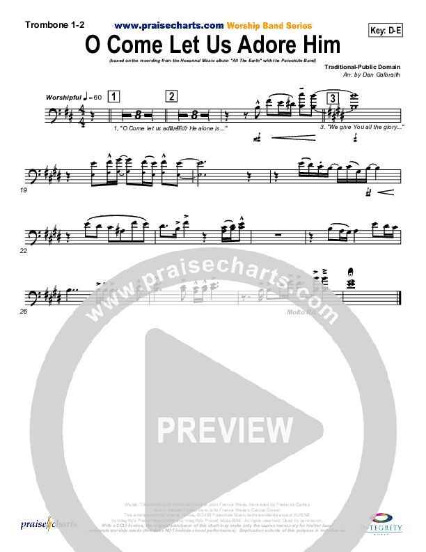 O Come Let Us Adore Him Trombone 1/2 (Parachute Band)