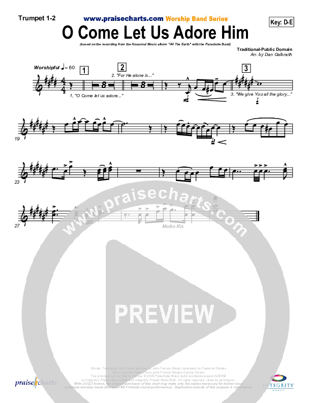 O Come Let Us Adore Him Brass Pack (Parachute Band)