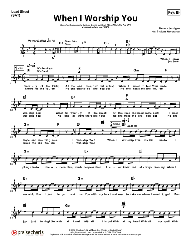 When I Worship You Lead Sheet (SAT) (Dennis Jernigan)