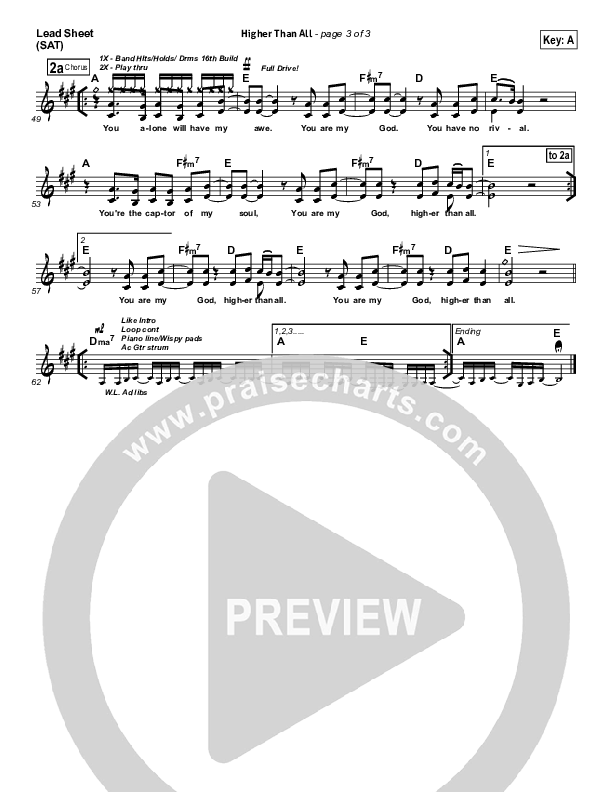 Higher Than All Lead Sheet (One Sonic Society)