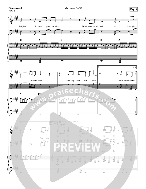Holy Piano/Vocal (SATB) (One Sonic Society)