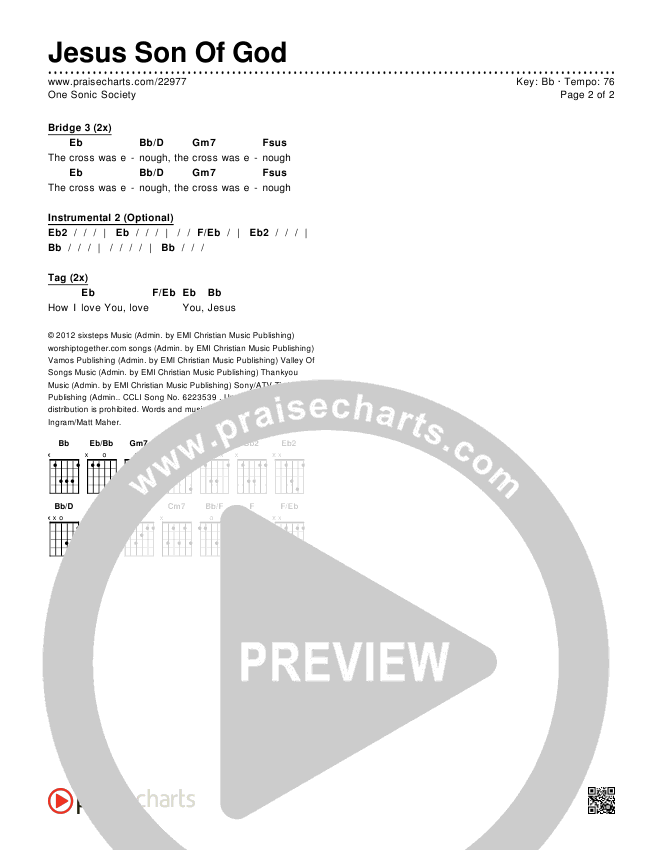 Jesus Son Of God Chords & Lyrics (One Sonic Society)