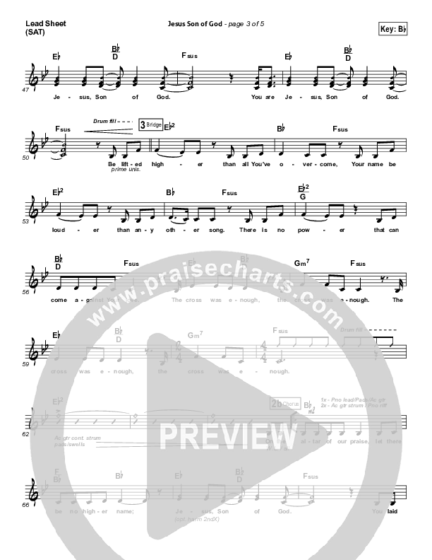 Jesus Son Of God Lead Sheet (SAT) (One Sonic Society)