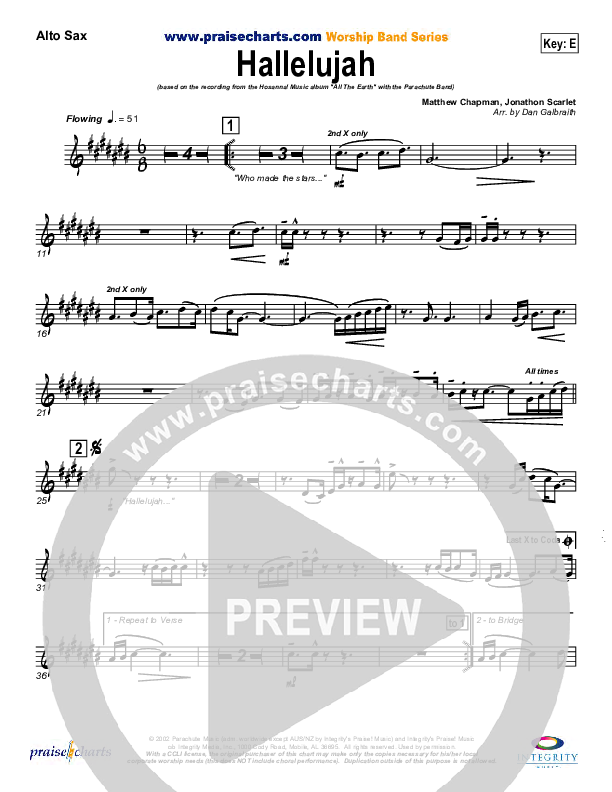 Hallelujah Alto Sax (Parachute Band)