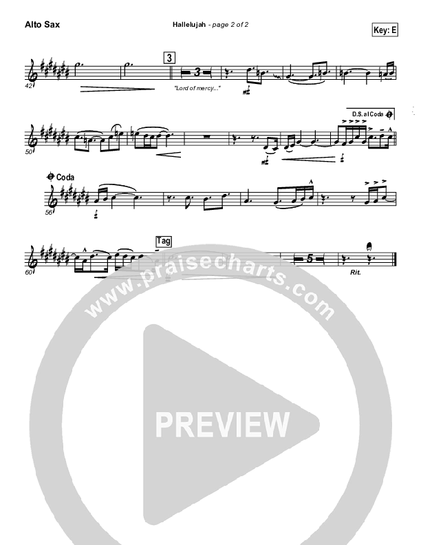 Hallelujah Alto Sax (Parachute Band)