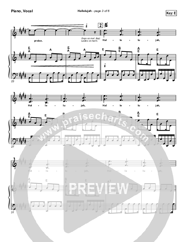 Hallelujah Lead & Piano (Parachute Band)