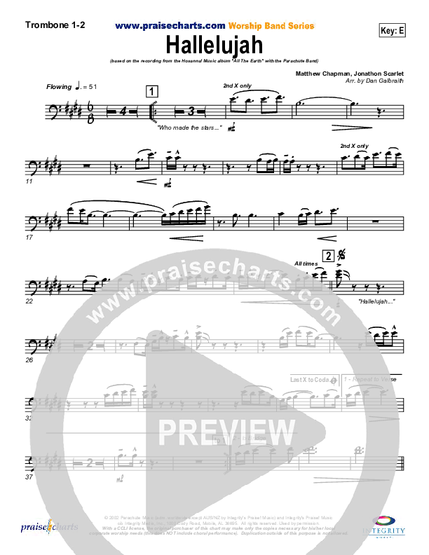 Hallelujah Trombone 1/2 (Parachute Band)