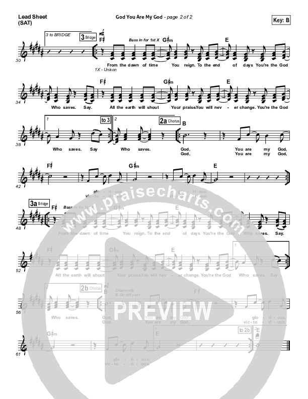 God You Are My God Lead Sheet (SAT) (One Sonic Society)