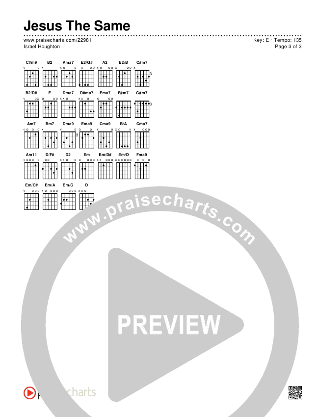 Jesus The Same Chords & Lyrics (Israel Houghton)