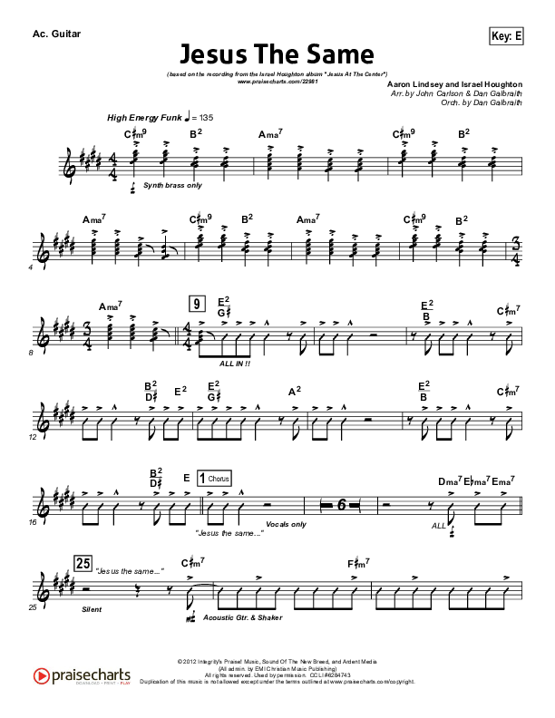 Jesus The Same Acoustic Guitar (Israel Houghton)