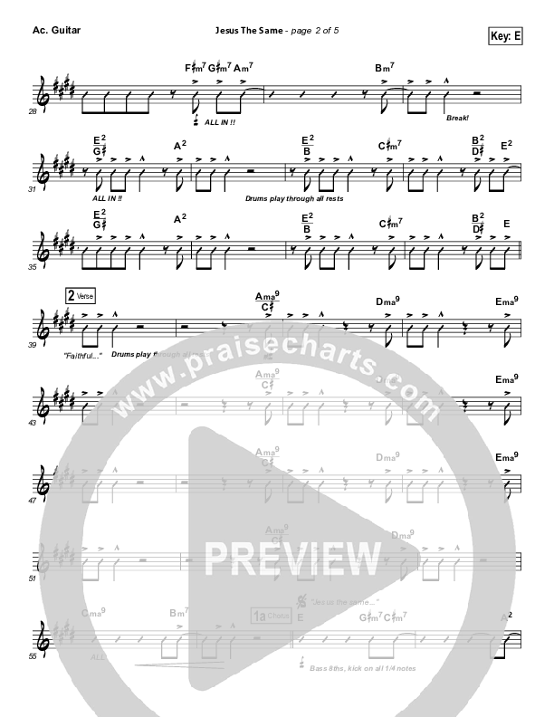 Jesus The Same Acoustic Guitar (Israel Houghton)