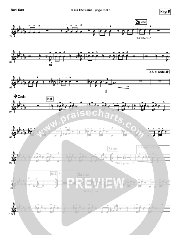 Jesus The Same Bari Sax (Israel Houghton)