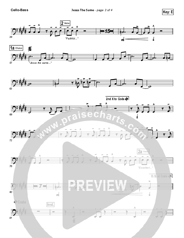 Jesus The Same Cello/Bass (Israel Houghton)