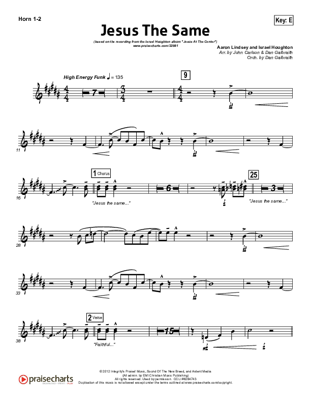 Jesus The Same Brass Pack (Israel Houghton)