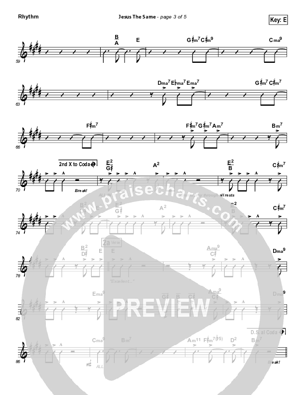 Jesus The Same Rhythm Chart (Israel Houghton)